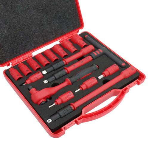 MichaelPro 16-Piece 3/8-Inch Drive VDE Insulated Tool Set, Includes Sockets, Bits, Sockets, Wrenches, and Ratchets, MP005047