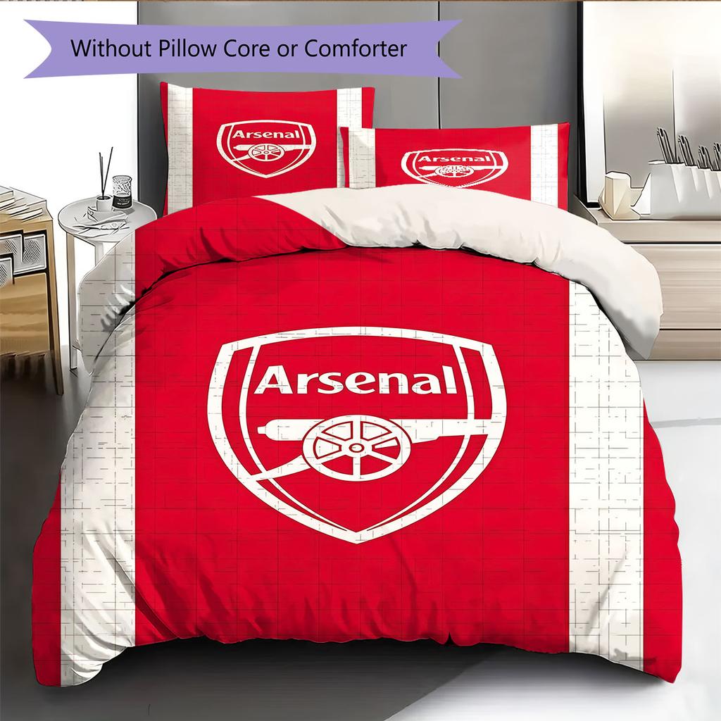 Arsenal Pattern Bedding Home Decoration Birthday Gift ( 1 Duvet Cover + 2 Pillowcase, Without Core),fan Merchandise.