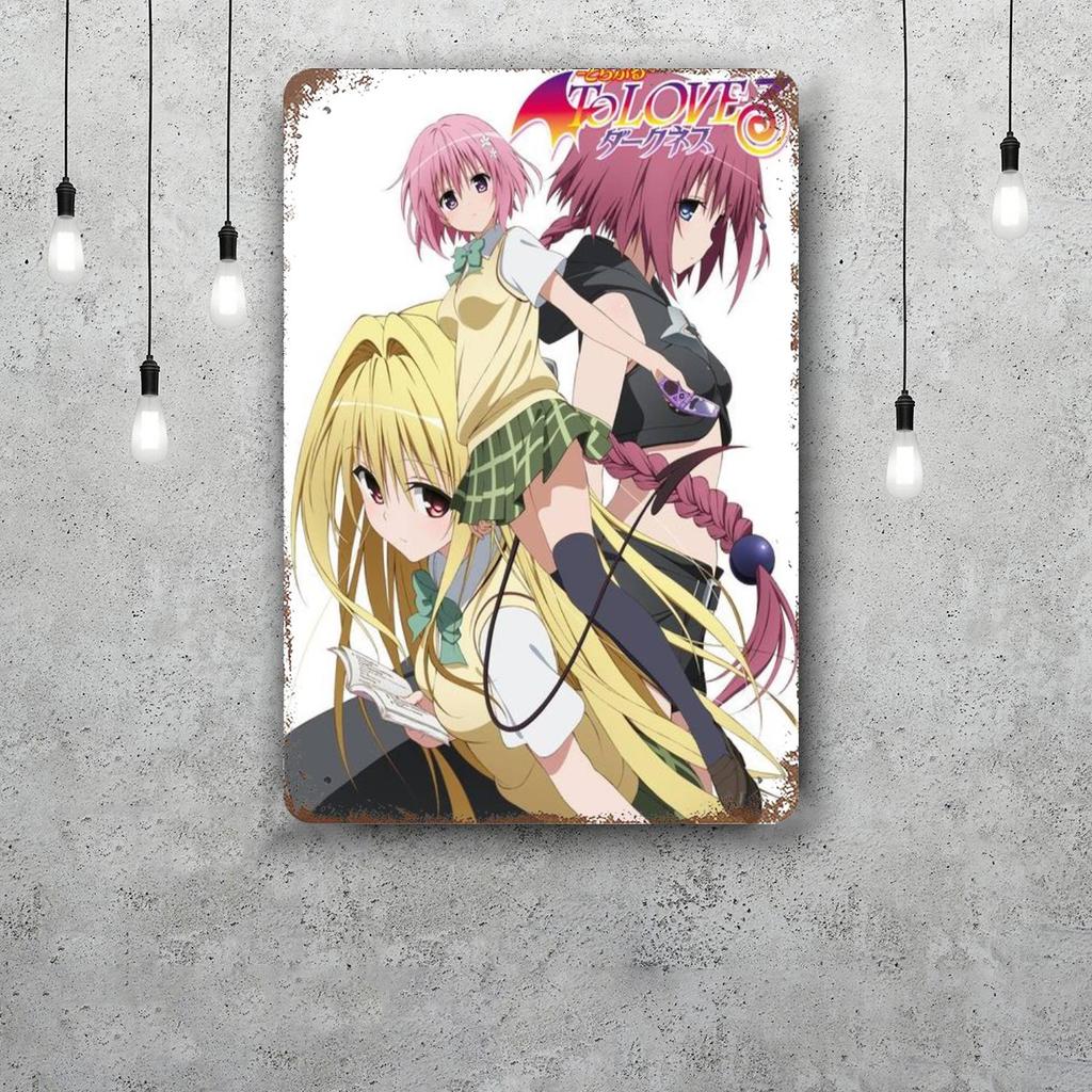 ecchi to love ru manga Retro Vintage Tin Sign Poster Decorative Plaque Metal Plate Wall Decor