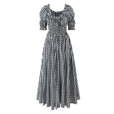 2025 Sweet Plaid Chic Slimming Long Dress with U-Neck
