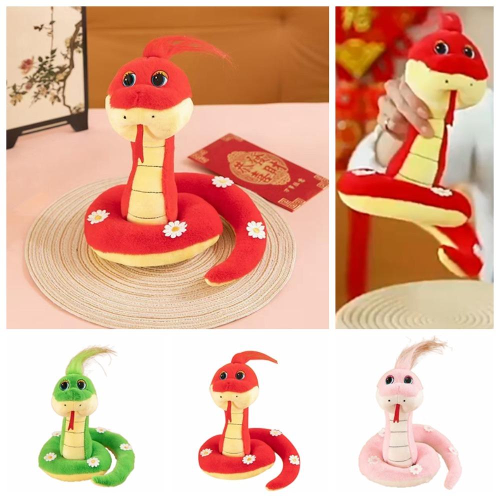 

Cute Snake Plush Doll Toy With Hair Lucky Snake Plushies Doll Company Annual Meeting 25cm рожевий