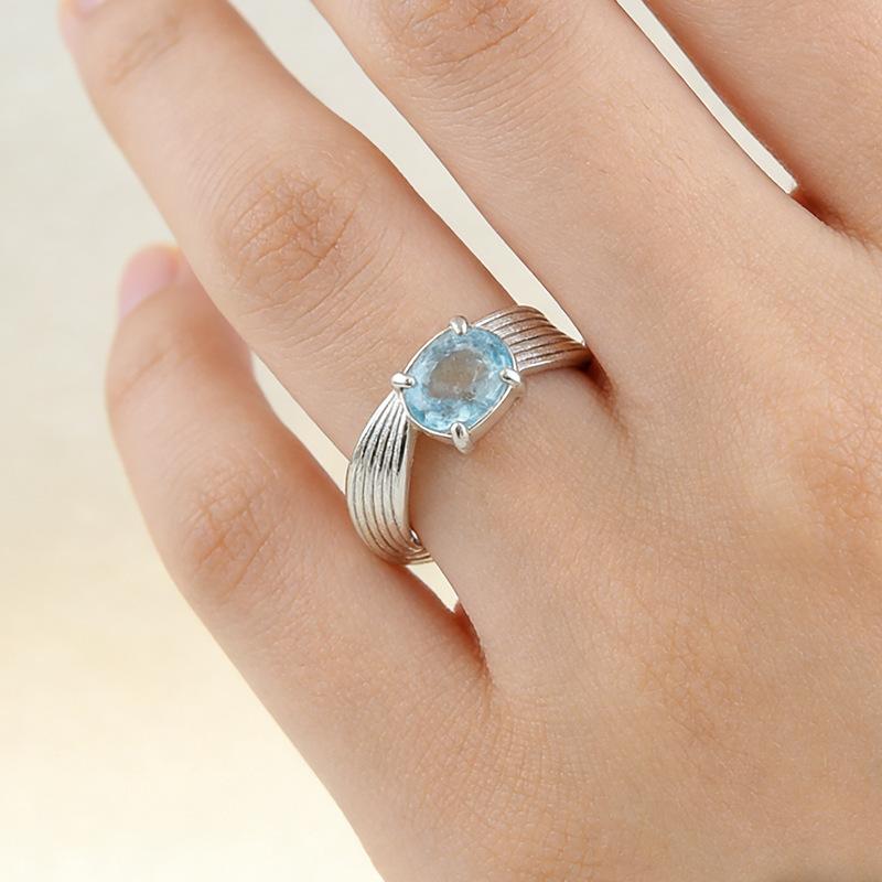 PANJBJ 925 Sterling Silver Zircon Rings for Women Couple Minimalist BLue Stone Jewelry Birthday Gift Prevent Allergy Wholesale