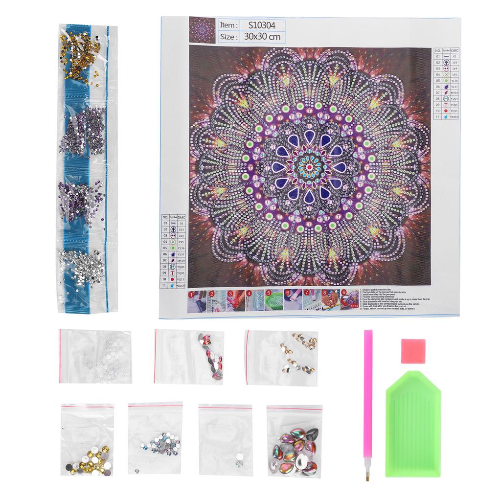 5D Diamond Painting Kit Picture Mandala Flower Living Room DIY Decorative Drawing 30x30cm