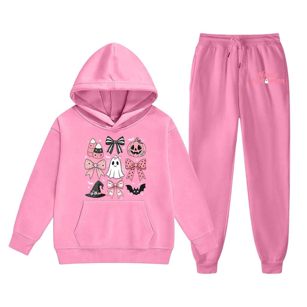 Kids Halloween Hoodie Set Long Sleeve Pullover Sweatshirt with Hood and Matching Pants Soft Comfortable Outfit for Children