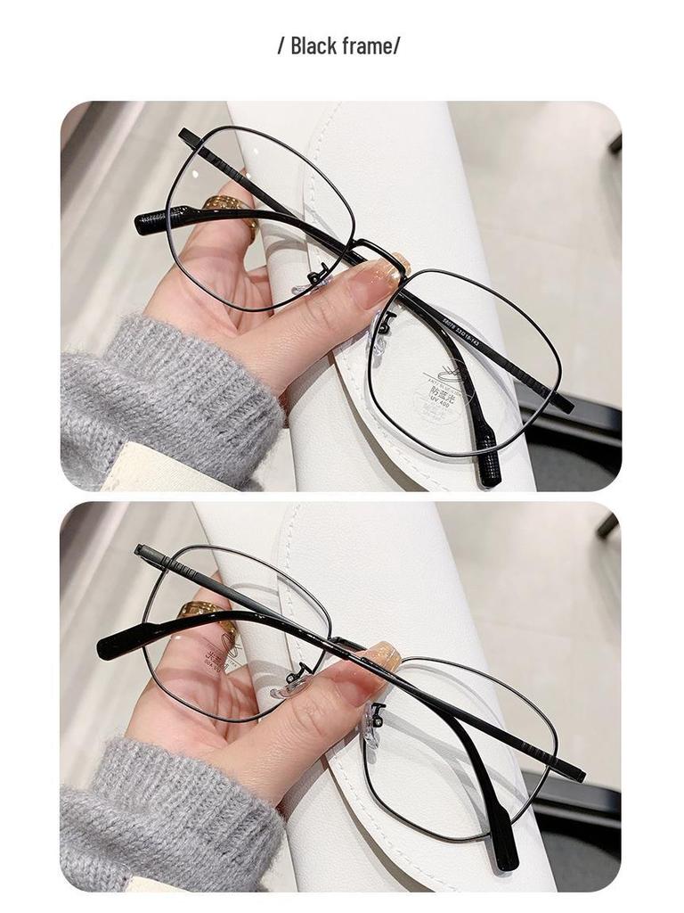 Men's Flat Light Polygon Eyeglass Frame, Enhances Facial Appearance, Women's Glasses with Myopia and Blue Light Protection.