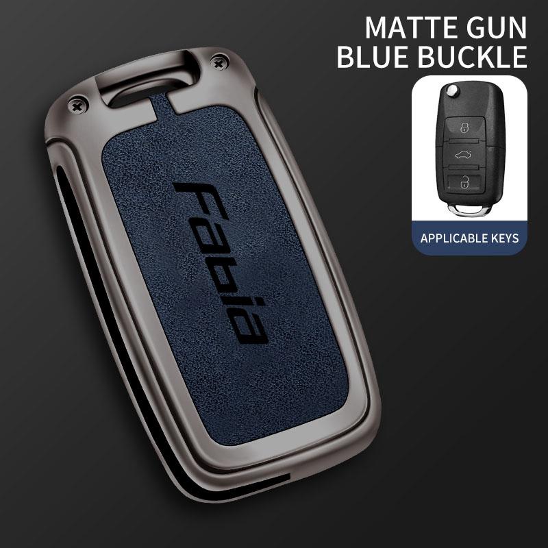 AAAJC1 Zinc Alloy Car Remote Control Key Case Cover Holder Shell Fob for Skoda FABIA Protection Key Chain Buckle Keyless Accessories