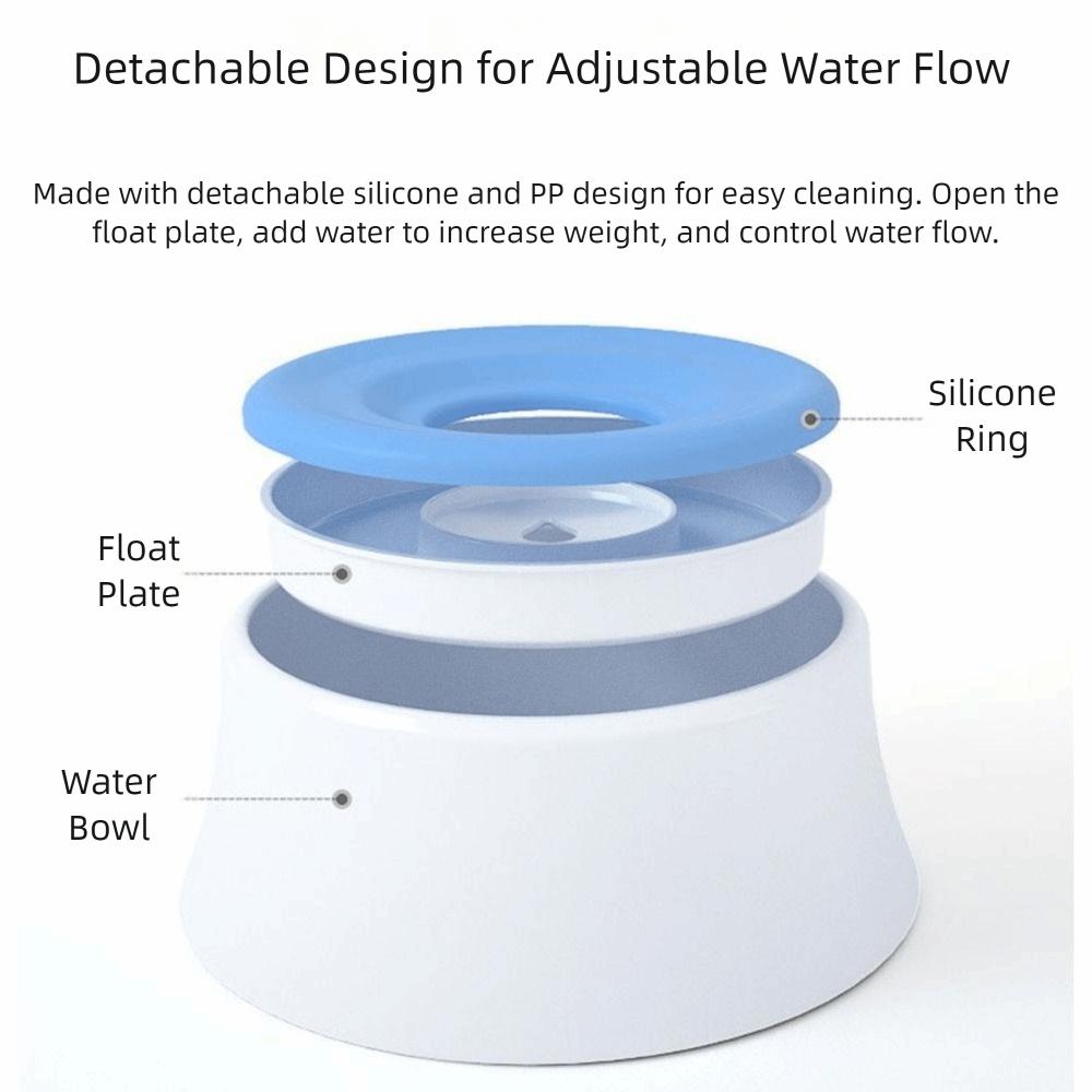 Large Capacity Floating Dog Water Bowl Non-Wetting Mouth Spill Proof Dog Drinking Bowl Anti-Splash Detachable