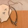 Wood Bead Beaded Butterfly Pendant Double Necklace Retro Ethnic Style Clavicle Chain Fashion Necklace Accessories Niche Design