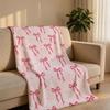 Pink Bow Set Throw Short Plush Throw Blanket Soft Skin-Friendly Multi-Scene Home Office