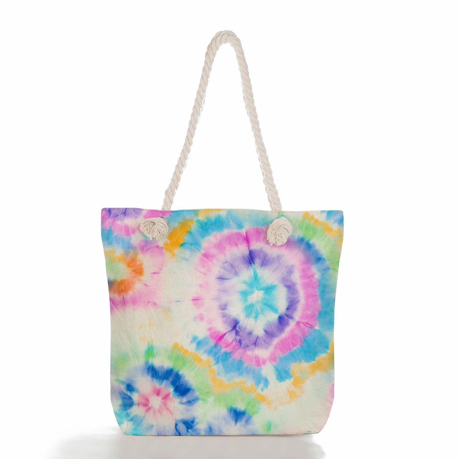 Colorful print thick rope single-shoulder beach bag 7208 CLE