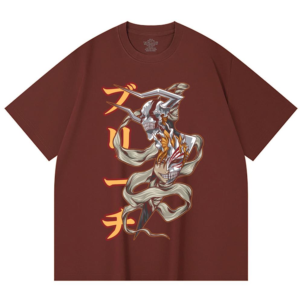 230 Gsm 100% Cotton Bleach V11 Zankpakuto Print Unisex Heavy Cotton T Shirt