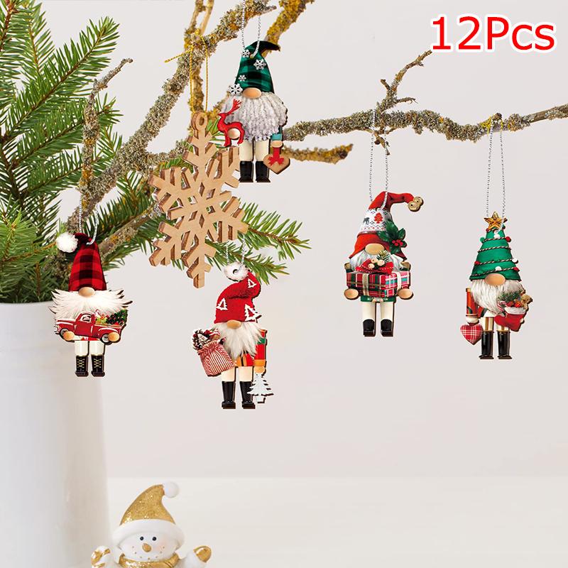 12PCS/PACK Christmas Tree Pendant Christmas Soldier Colorful Decoration Wood Holiday Ornament