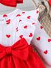 Romper-Set mit rotem Herzmuster und langen Ärmeln für Mädchen