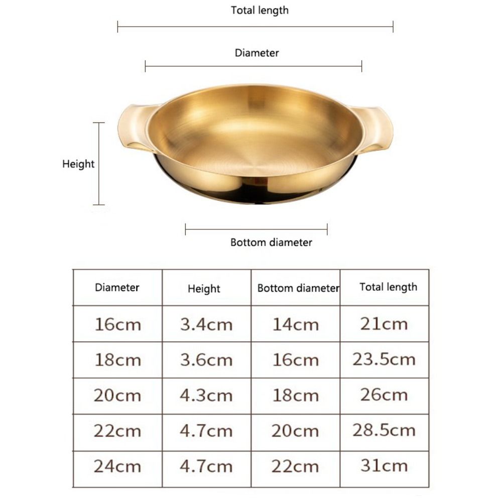 Conjoined Double Handles Cooking Pan Stainless Steel Soup Basin Korean Style Pot  Ramen