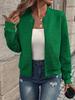 Plus Size Women Autumn Solid Color Zip-Up Jacket Long Sleeve Casual Loose Baseball Collar Casual Oversized Coat
