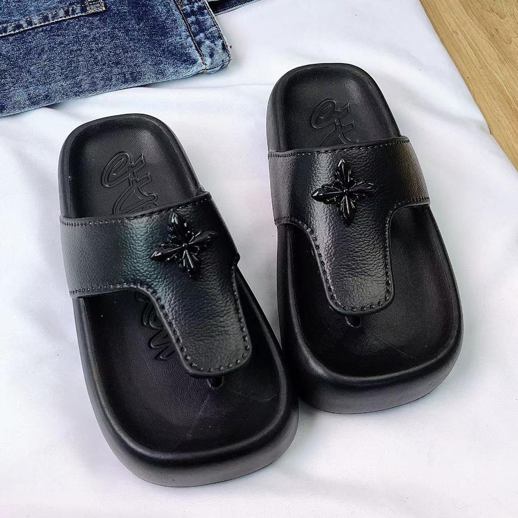 New summer versatile T-word with stars accessories slippers women's outer wear material thick-soled slippers