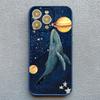 Space Ocean Whale Shark Swimming Phone Case For iPhone 16 15 14 11 12 13 Mini Pro Max Cover 15 14 7 8 Plus X XR X Fundas Shell