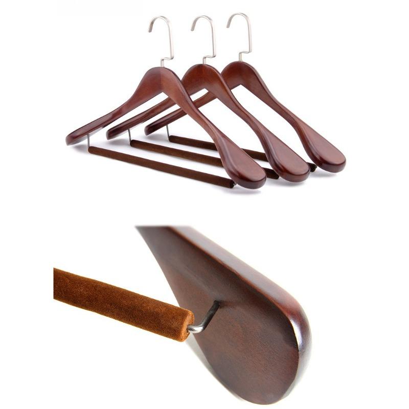 3pcs Non Slip Wide Shoulder Hanger Wooden Heavy Duty Strong Coat Hangers,Smooth Finish 360° Swivel Hook Solid Wood Hangers Shirt Suit Closet Organizer