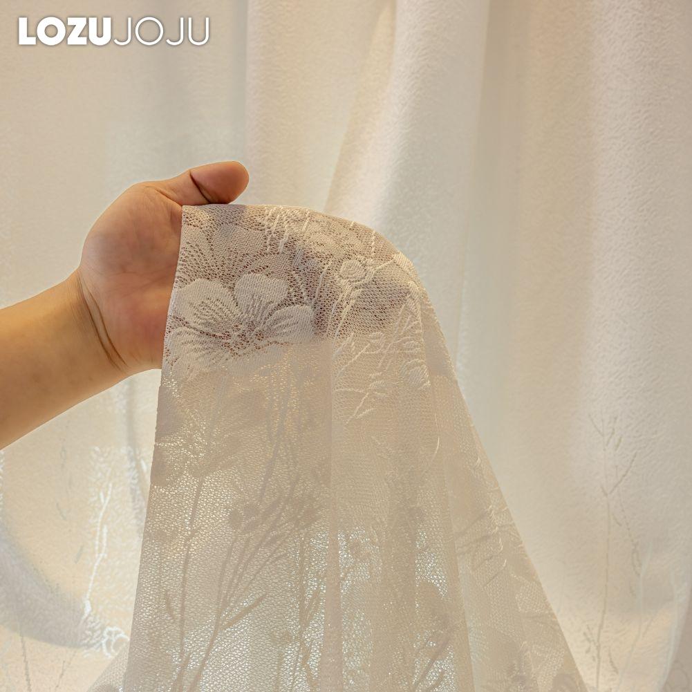1 ks LOZUJOJU Jednoduchý moderní tylový žakárový dutý poloprůhledný průsvitný závěs do obývacího pokoje, ložnice, na balkonové okno, domácí dekorace