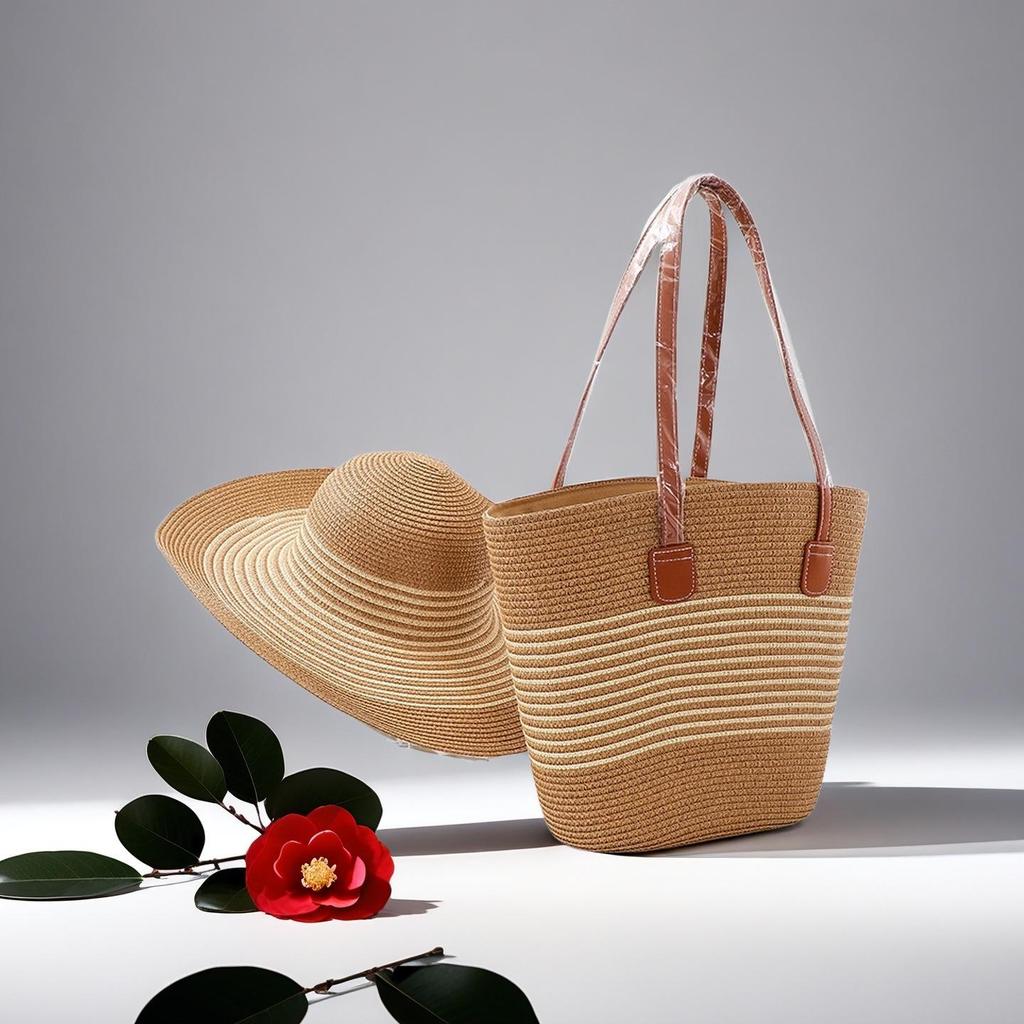Trendy French One-Shoulder Straw Tote: Large-Capacity Woven Beach & Vacation Handbag for Women