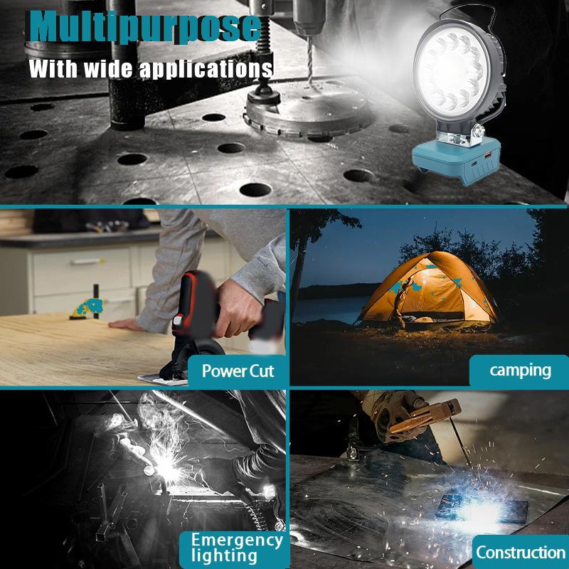 1Pcs Spotlights Camping Lamp 18V Lithium Battery Case Bl1830 Led Working Lights Flashlight Torch For Bl1860 Li-Ion Cell Pack