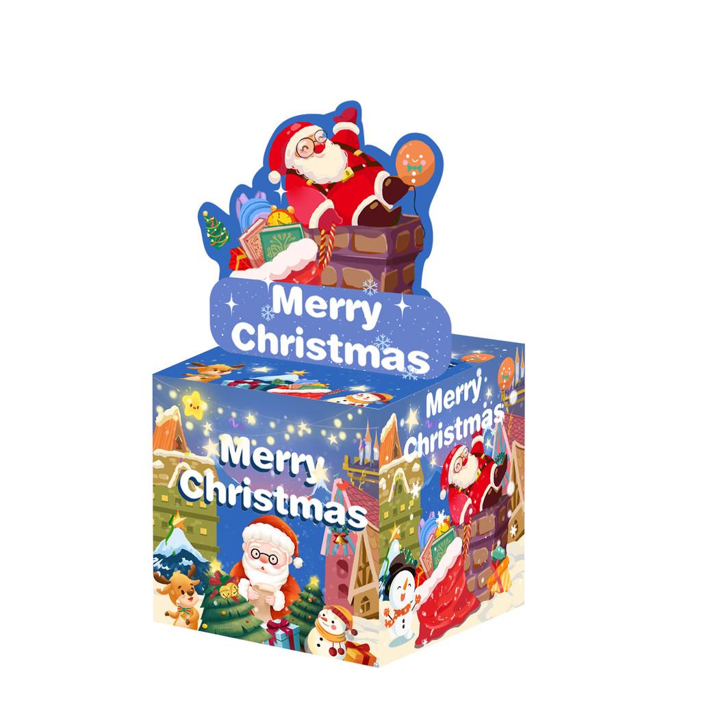 Theme Christmas Purple Santa Claus Gift Pattern Paper Box Holiday Decor Props