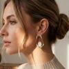 European-American Irregular Hollow Double Color Stainless Steel Luxury Stud Earrings