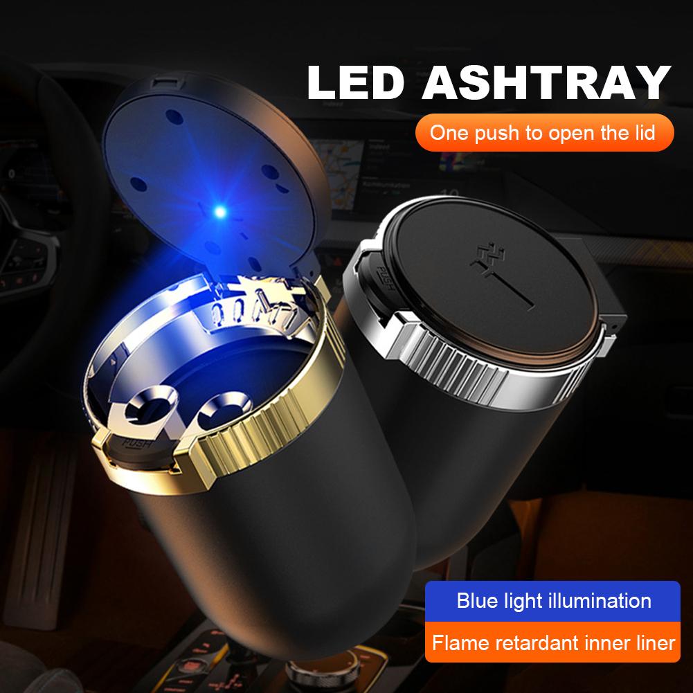 Car Ashtray Garbage with Lid Car Cigarette Ashtray LED Light Ash Tray Container Detachable Smoke Cup Holder Interior Accessories
