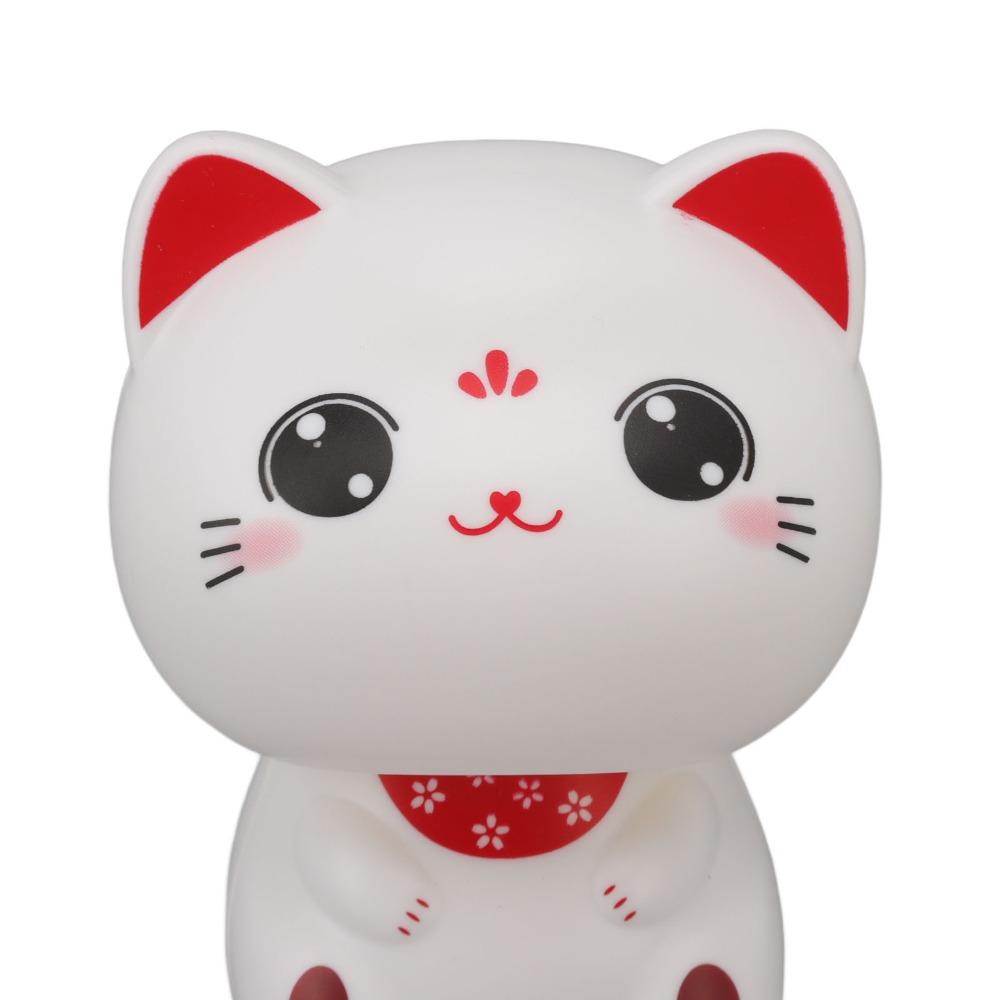 Plastic Lucky Cat Figurine White Traditional Fortune Cat Decorative Cat Statue  Car Interior