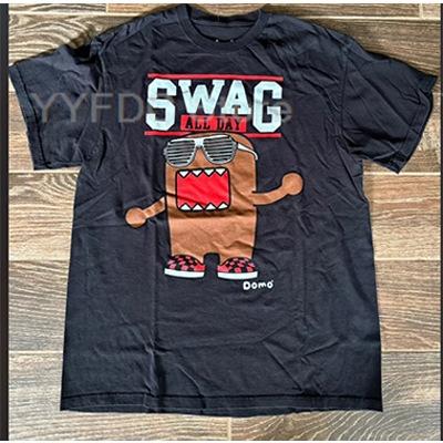 Retro Guitar Playing Domo T Shirt Harajuku Fashion Cartoon Print Tshirt Unisex Women Summer Cotton Round Neck Short Sleeve Tee Top