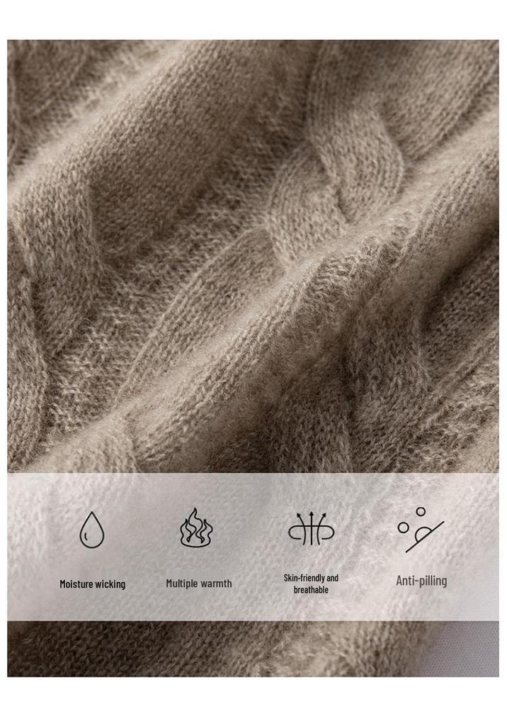 Unisex 100% Pure Cashmere Cable Knit Neck Warmer - Stylish, Solid-Color, Cozy Gaiter for Autumn & Winter.