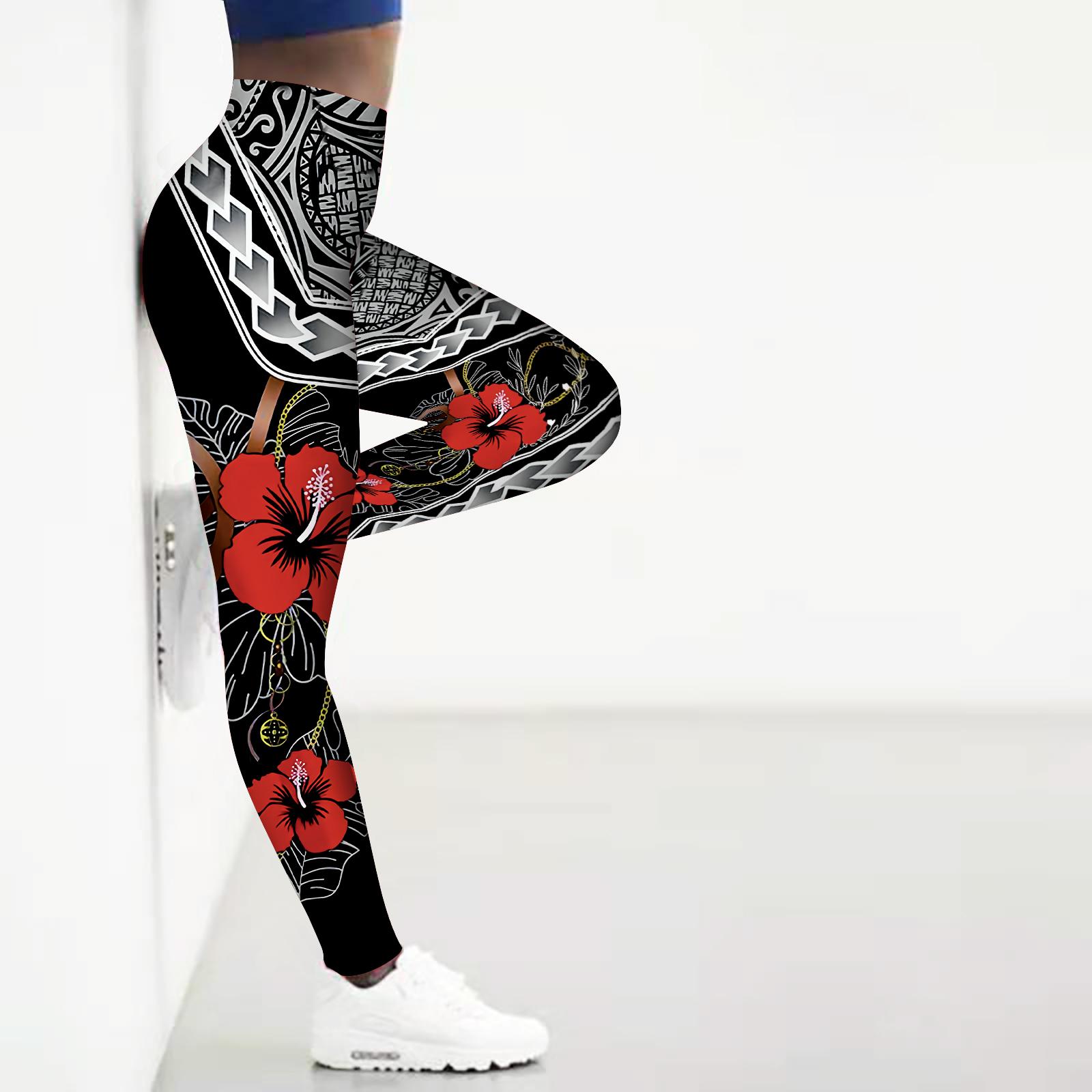 

Женские леггинсы для йоги с принтом золотых листьев, для фитнеса, бега, спортзала, спорта и активного отдыха XS красный