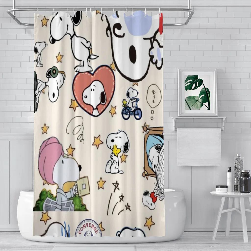 Zasłona prysznicowa Snoopy do łazienki Estetyczna dekoracja pokoju