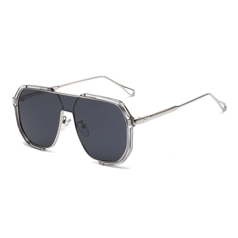 Fashion Double Beam Large Frame Polygonal Sunglasses Fashion Concave Style Sunglasses 31758