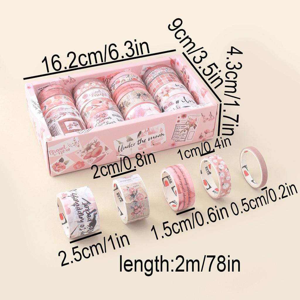 20 Rollen Washi Tape Set mit niedlichen Pflanzen- und Blumenmustern, Dekoratives Masking Tape geeignet für Scrapbooking und Notizbücher