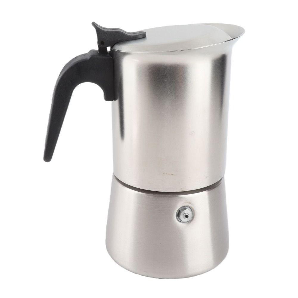 304 Stainless Steel Moka Pot 200 Ml Capacity Double Valve Hand Brewed Coffee Pot 2-4 Cup Capacity Cold Extraction Pot