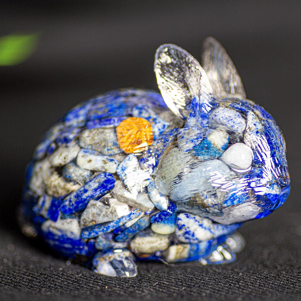 Natural Crystal Resin Bunny Figurine For Home Decor And Gift Giving