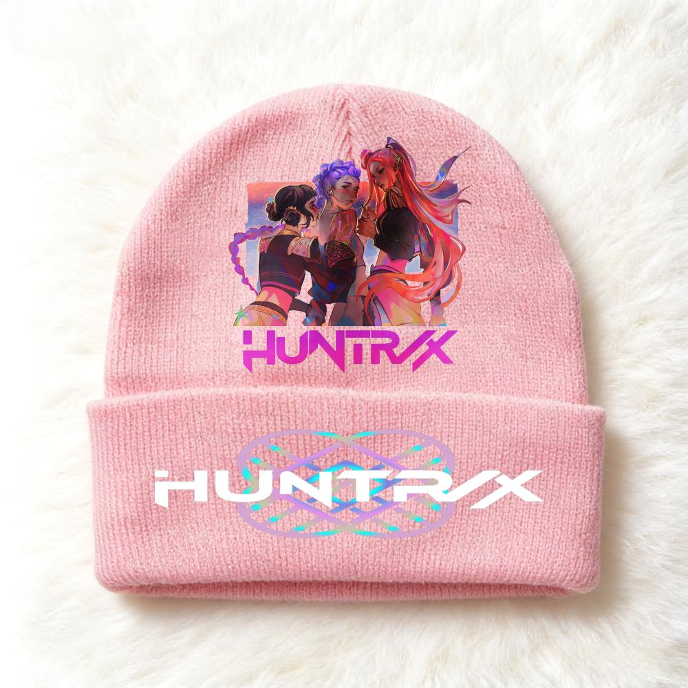 Berretto lavorato a maglia per bambini con stampa Anime Kpop Demon Hunters, Filato di lana, Stagione autunnale, Stagione fredda, Cappello alla moda per bambini, Copricapo, Abbigliamento