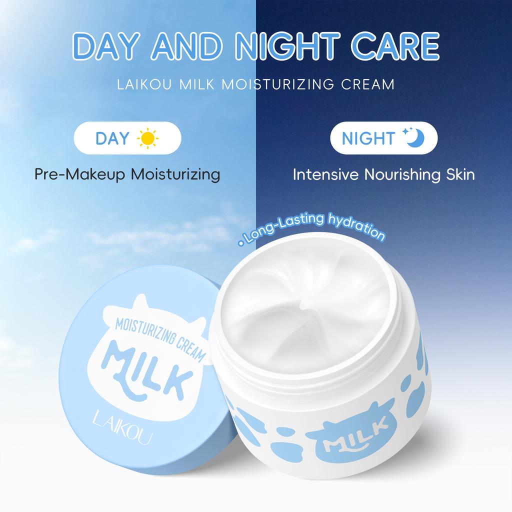 LAIKOU Milk Extract Moisturizer Facial Cream 25g Hydrating Nourish Brighten Smooth Skin Daily Care for All Skin Types Travelsize