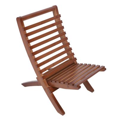 Wooden Chair Dark Brown Stylish Folding Ergonomic High Backrest Stable Support Wood Lounge Chair