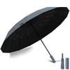 Folding Umbrella Sturdy Suitable for Sunny and Rainy Automatic Large Super Heavy Rain UV Heat UV with Storage Gray [Latest & 16-Rib Design, Days]