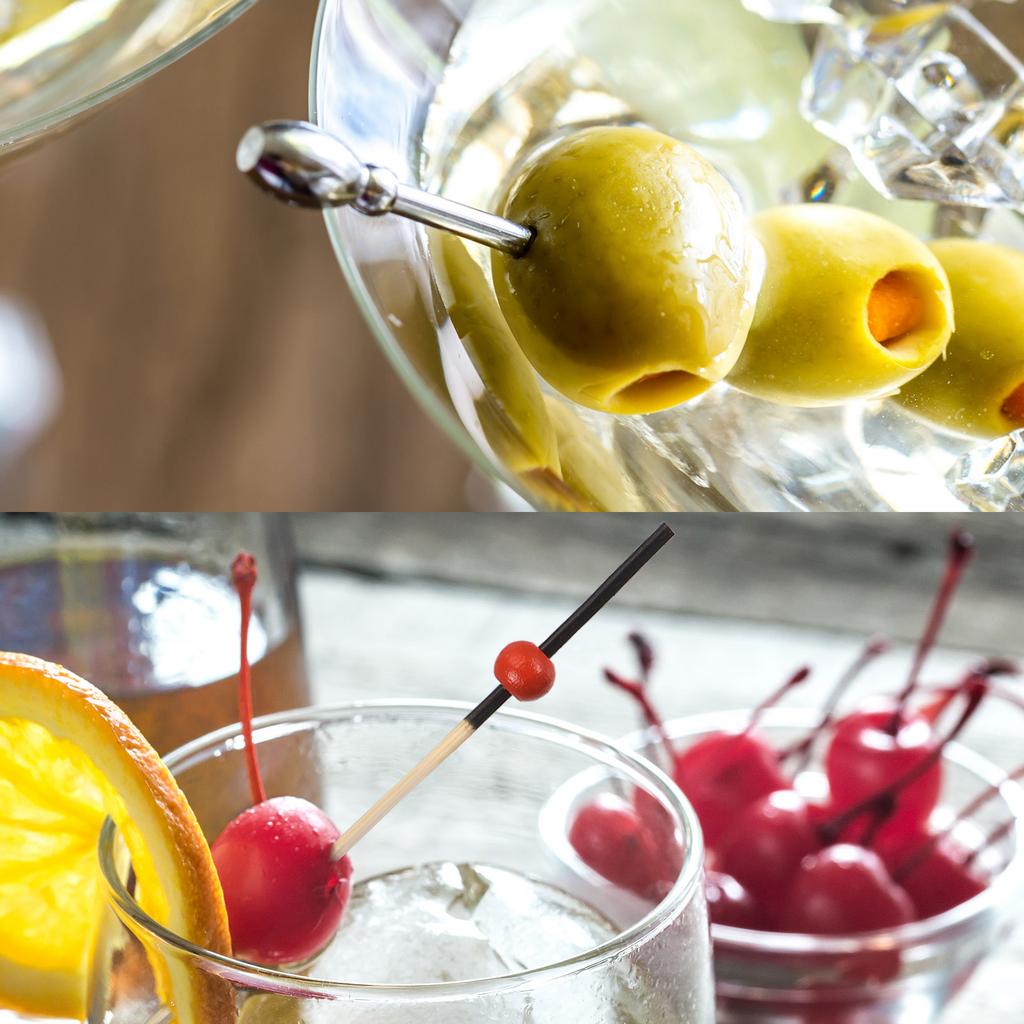 Cocktail-Zahnstocher, 100 Stück 12 cm Bambus Rote Perlenkugel Langer Obstspieß Dekorative Cocktail-Spieße für Getränke Vorspeisen