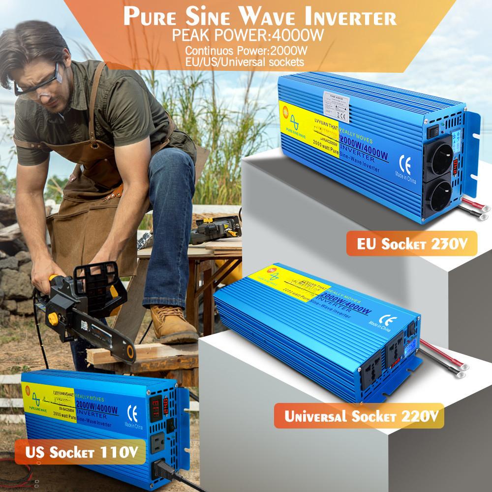 Portable Car Inverters Pure Sine Wave Converters 3000W To 8000W Peak Power Caravans Travel Inversor