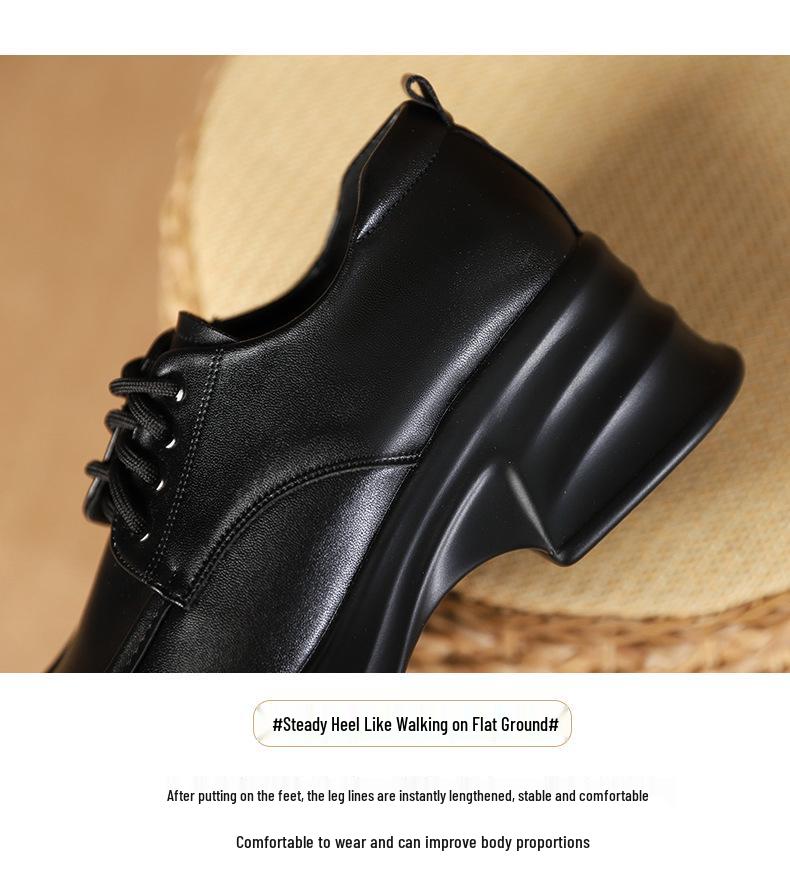 Damen 2025 Frühling Britischer Stil Dicksohlige Lackleder Plateau-Loafer, Höhenverstärkende Vielseitige Schnürschuhe