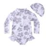 Girls Floral One Piece Swimwear with UPF Sun Protection Quick Dry for Toddlers