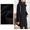 2025 Women's Plus Size Wool Blend Mid-Length Coat with Peter Pan Collar - Korean Fashion for Autumn/Winter