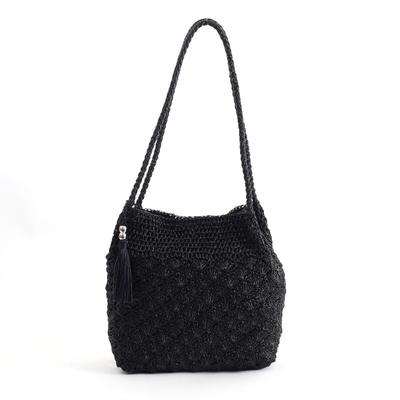 Cuco Metallic Knit Long Handle Tote Bag 2413112010 Black (019)