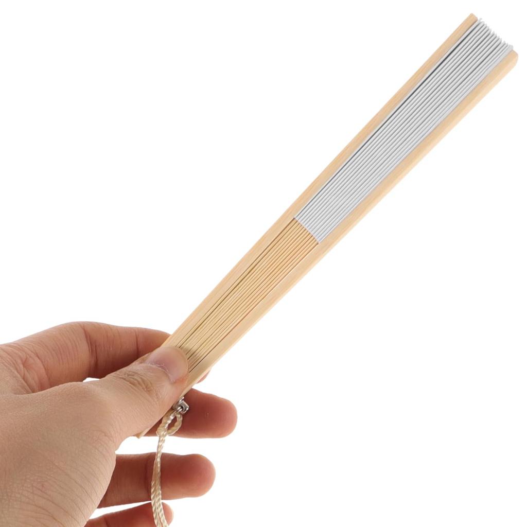 Ibasenice Mini Folding Fans, Set of 4, Foldable Handheld Paper Fans, Plain White, Lightweight and Compact, 9.8 Inch, Perfect for Doll Photography