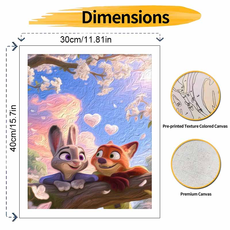 Disney Zootopia Spring Blossom Painting by Numbers Hand Filled Drawing Art Kit Home Decor