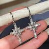 Sparkling Zircon Snowflake Cross Earrings Fashionable Exquisite Creative Punk Earrings Jewelry Daily Party Gifts for Women Girls